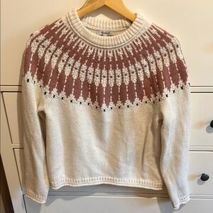 Madewell Cream Fair Isle Crew Neck Sweater